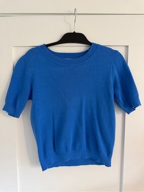 Loft Bright Blue Short Sleeve Knit Top